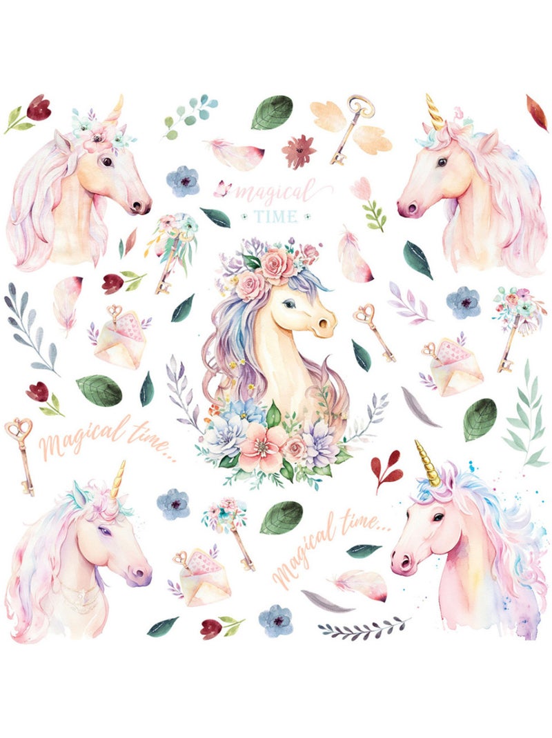 Sticker - licorne aquarelle - 30x30 cm Multicolore - Kiabi