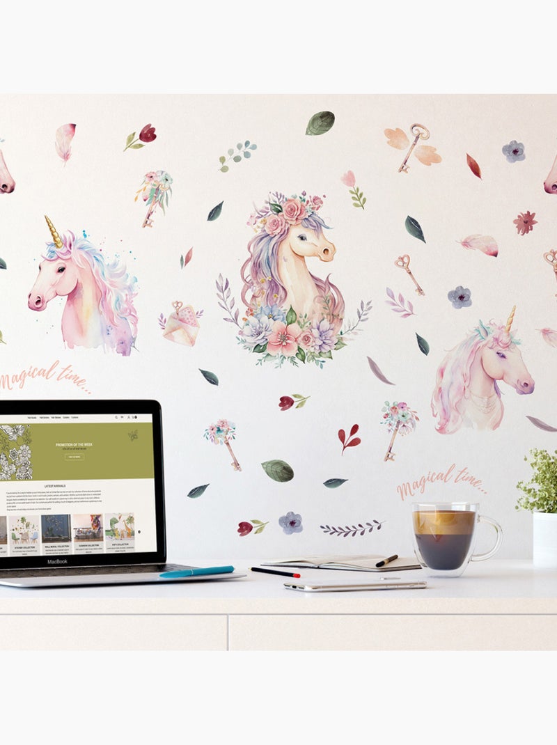 Sticker - licorne aquarelle - 30x30 cm Multicolore - Kiabi