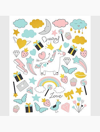 Sticker - licorne magique - 14x20 cm