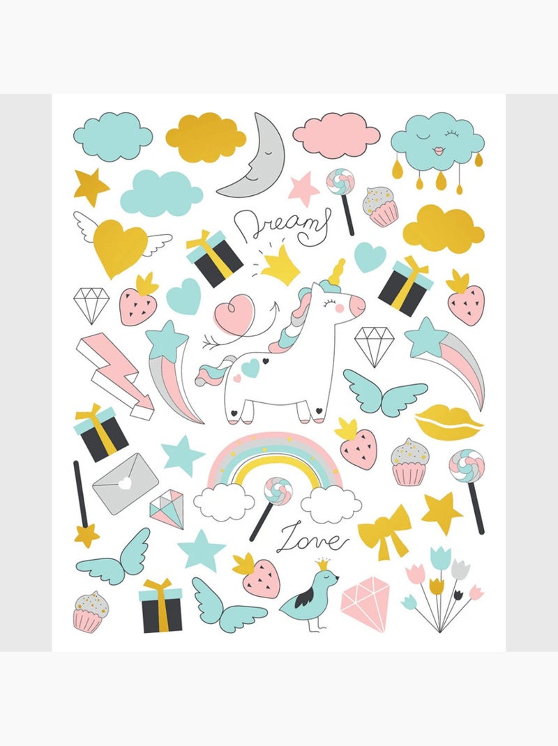 Sticker - licorne magique - 14x20 cm Multicolore - Kiabi