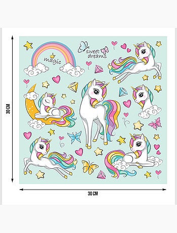 Sticker - licorne magique - 30x30 cm