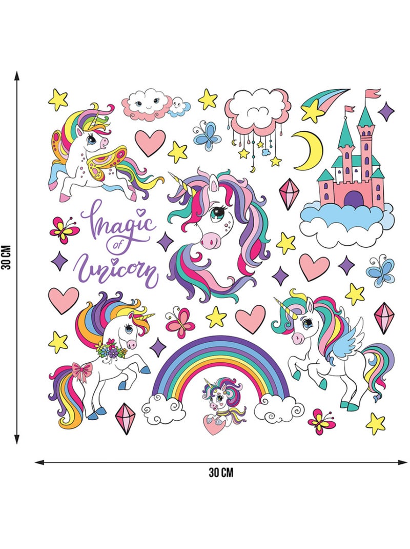 Sticker - licorne magique - 30x30 cm Multicolore - Kiabi