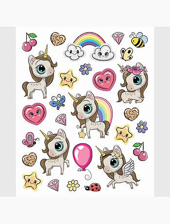 Sticker - licorne magique mignonne - 14x20 cm