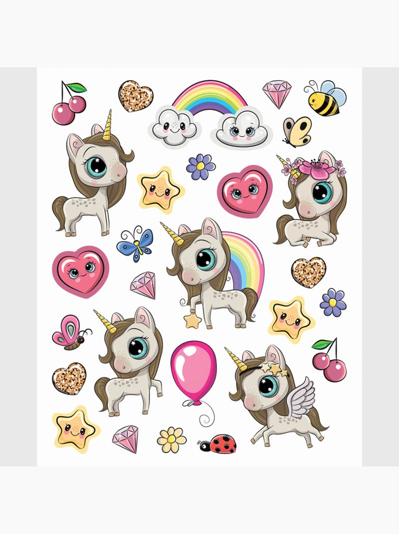 Sticker - licorne magique mignonne - 14x20 cm Multicolore - Kiabi