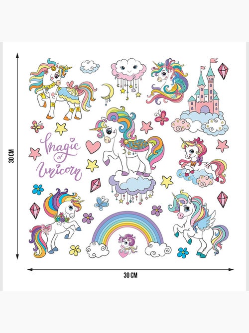 Sticker - licornes magiques - 30x30 cm - Kiabi