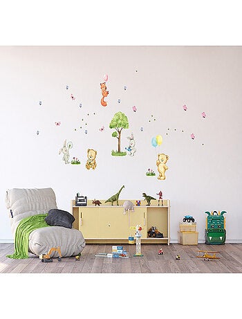 Sticker - Ourson, renard, lapin - 1 planche 65 x 85 cm