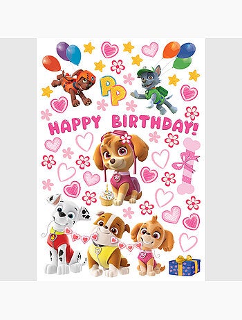 Sticker - pat' patrouille : joyeux anniversaire à skye mignonne - 42,5x65 cm