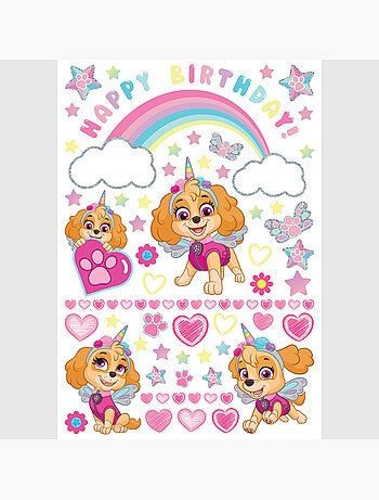 Sticker - pat' patrouille : joyeux anniversaire à skye rose - 42,5x65 cm