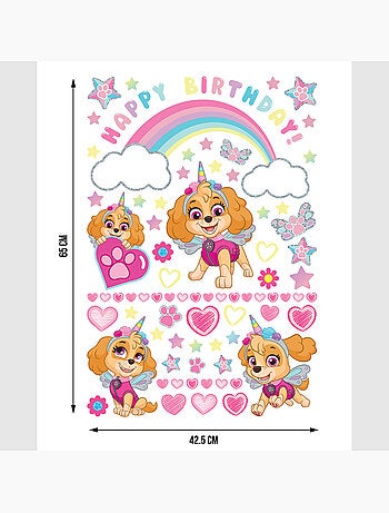 Sticker - pat' patrouille : joyeux anniversaire à skye rose - 42,5x65 cm