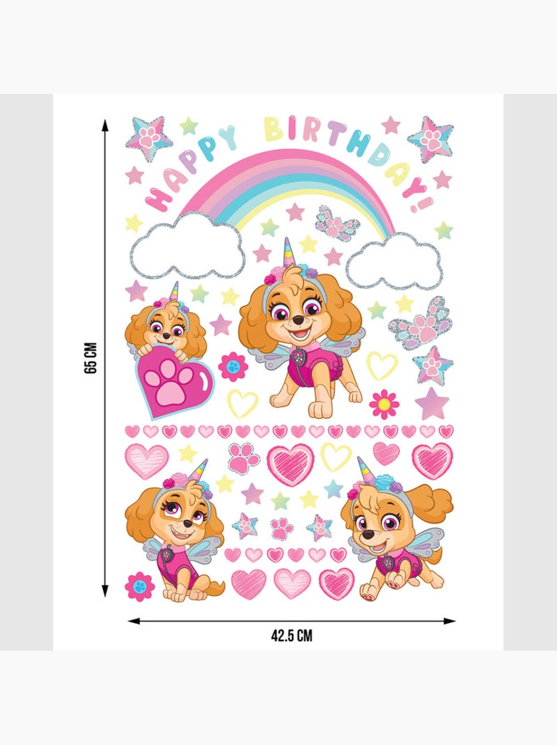 Sticker - pat' patrouille : joyeux anniversaire à skye rose - 42,5x65 cm Multicolore - Kiabi