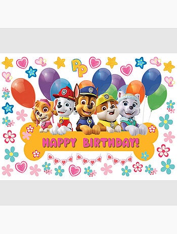 Sticker - pat' patrouille : joyeux anniversaire à toute l'équipe - 42,5x65 cm