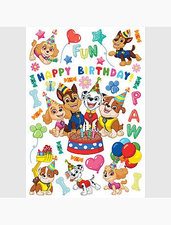 Sticker - pat' patrouille : joyeux anniversaire au gâteau - 42,5x65 cm