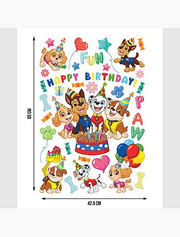 Sticker - pat' patrouille : joyeux anniversaire au gâteau - 42,5x65 cm
