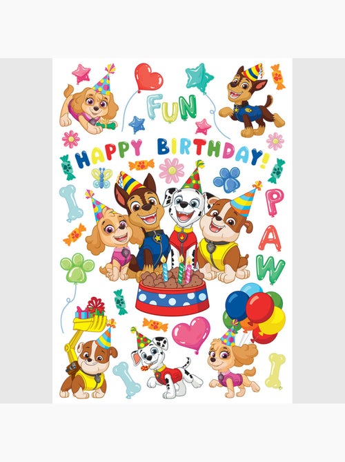 Sticker - pat' patrouille : joyeux anniversaire au gâteau - 42,5x65 cm - Kiabi
