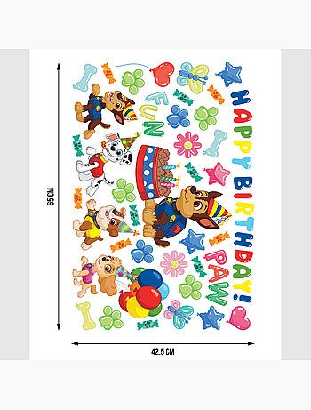 Sticker - pat' patrouille : joyeux anniversaire au gâteau de chase - 42,5x65 cm