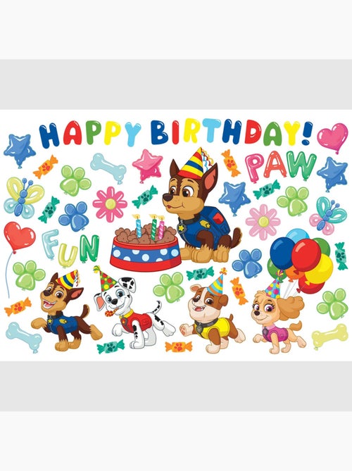 Sticker - pat' patrouille : joyeux anniversaire au gâteau de chase - 42,5x65 cm - Kiabi