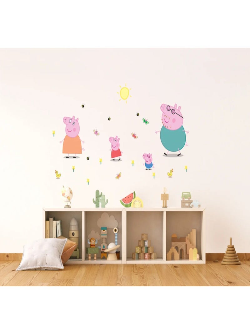 Sticker - Peppa pig et sa famille - 1 planche 65 x 85 cm Multicolore - Kiabi