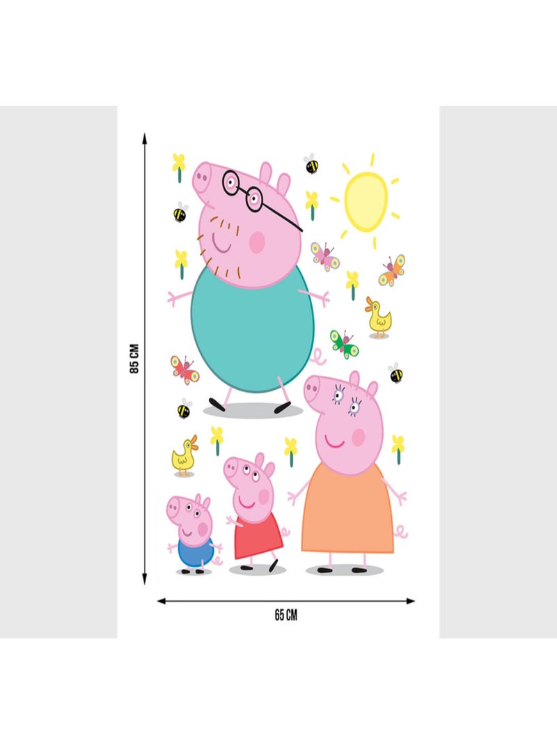 Sticker - Peppa pig et sa famille - 1 planche 65 x 85 cm Multicolore - Kiabi
