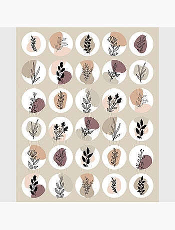 Sticker - plantes bohèmes en cercles - 14x20 cm