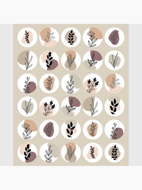 Sticker - plantes bohèmes en cercles - 14x20 cm - Kiabi