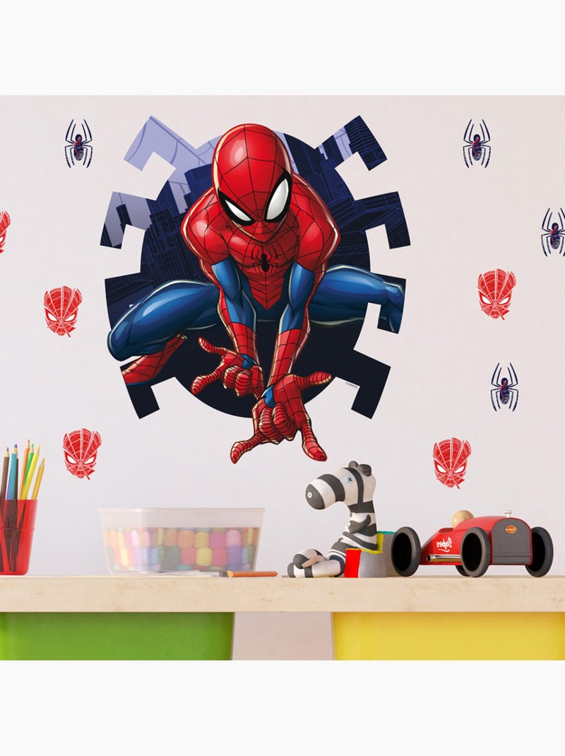 Sticker - spider-man marvel prêt au combat - 30x30 cm Multicolore - Kiabi