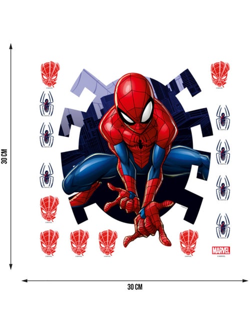 Sticker - spider-man marvel prêt au combat - 30x30 cm - Kiabi