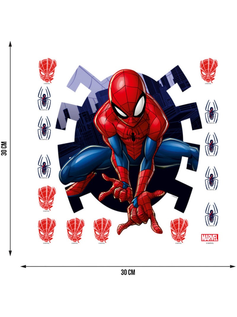 Sticker - spider-man marvel prêt au combat - 30x30 cm Multicolore - Kiabi