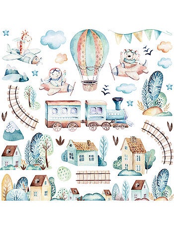 Sticker - train aquarelle - 30x30 cm