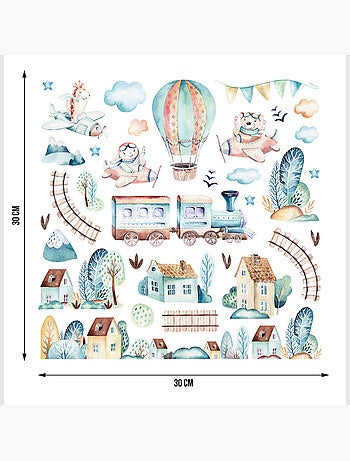 Sticker - train aquarelle - 30x30 cm