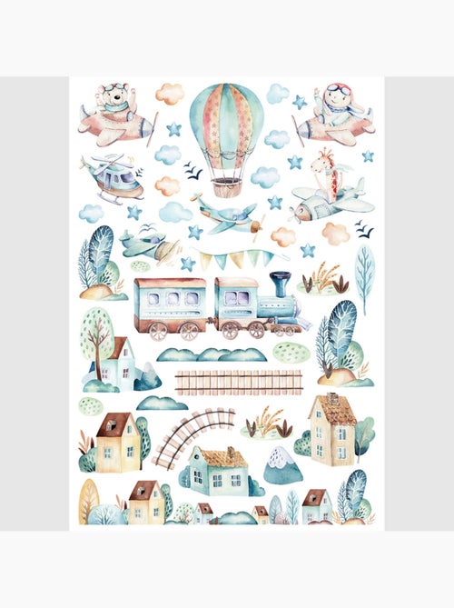Sticker - train aquarelle - 42,5x65 cm - Kiabi Sticker - train aquarelle - 42,5x65 cm - Kiabi