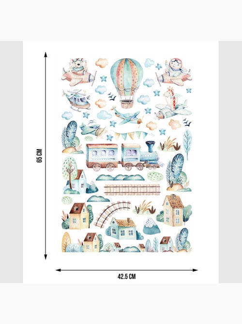 Sticker - train aquarelle - 42,5x65 cm - Kiabi Sticker - train aquarelle - 42,5x65 cm - Kiabi