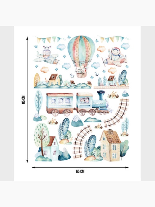 Sticker - train aquarelle - 65x85 cm - Kiabi