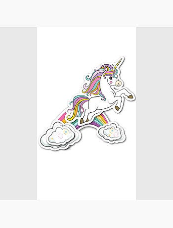 Sticker 3d - licorne sur arc-en-ciel - 14x20 cm