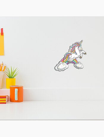 Sticker 3d - licorne sur arc-en-ciel - 14x20 cm