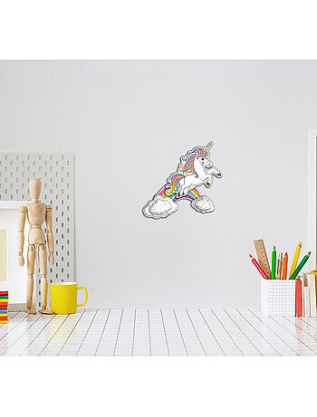 Sticker 3d - licorne sur arc-en-ciel - 14x20 cm