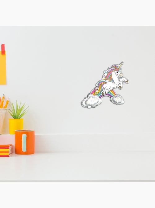 Sticker 3d - licorne sur arc-en-ciel - 14x20 cm - Kiabi