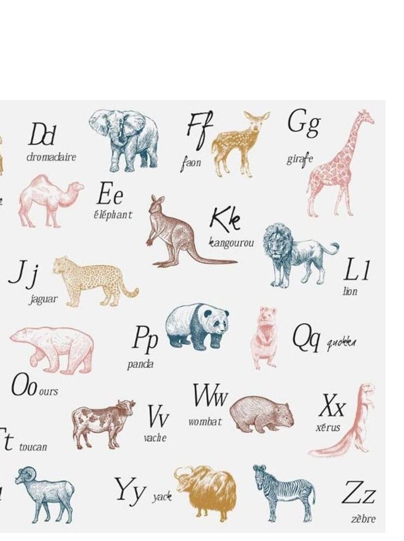 Sticker animaux alphabet 50x70 cm Blanc - Kiabi