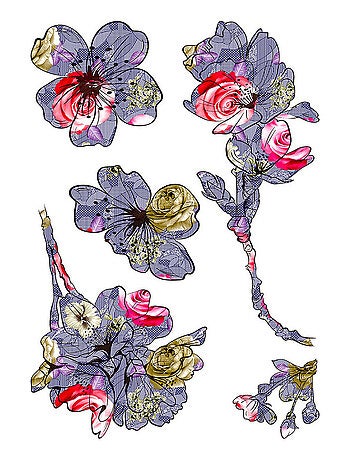 Sticker Blossom - 1 planche 42,5 x 65 cm