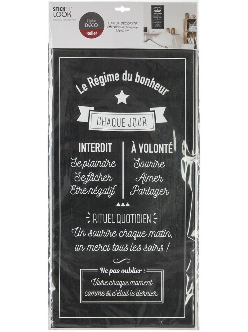 Sticker bonheur RELIEF Noir Blanc - Kiabi