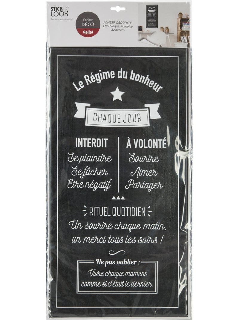 Sticker bonheur RELIEF Noir Blanc - Kiabi