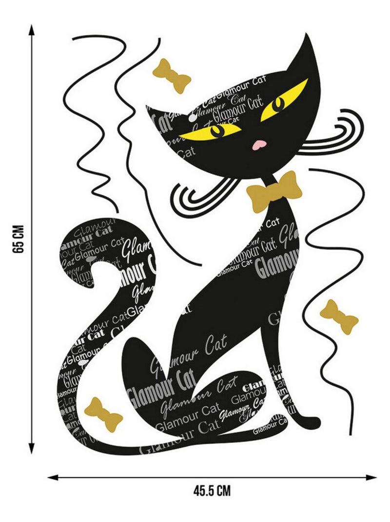 Sticker Chat noir et motifs - 1 planche 42,5 x 65 cm Multicolore - Kiabi