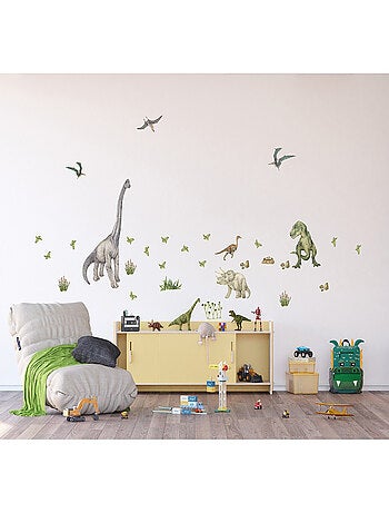 Sticker Dinosaures - 6 espèces de dinosaures - 1 planche 65 x 85 cm
