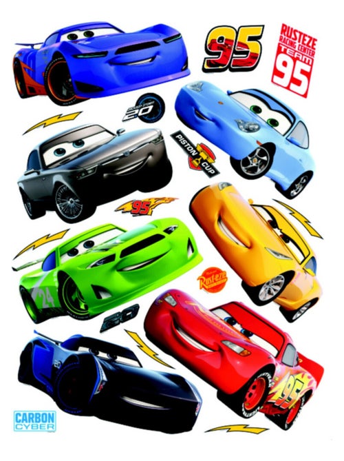 Sticker Disney Cars 7 voitures - 1 planche 65 x 85 cm - Kiabi