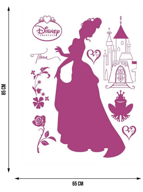 Sticker Disney Princesses Tiana couleur violet avec grenouille - 1 planche 65 x 85 cm - Kiabi