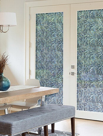 Sticker Film pour les Fenêtres - Motif Mosaïque Bleue