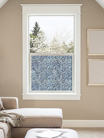 Sticker Film pour les Fenêtres - Motif Mosaïque Bleue