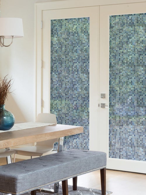 Sticker Film pour les Fenêtres - Motif Mosaïque Bleue - Kiabi