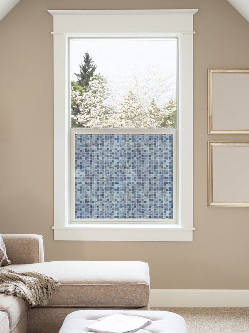 Sticker Film pour les Fenêtres - Motif Mosaïque Bleue Bleu - Kiabi