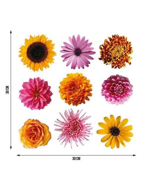 Sticker Fleurs multicolores - 1 planche 30 x 30 cm - Kiabi