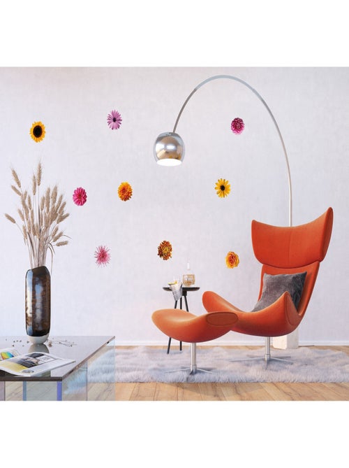 Sticker Fleurs multicolores - 1 planche 30 x 30 cm - Kiabi